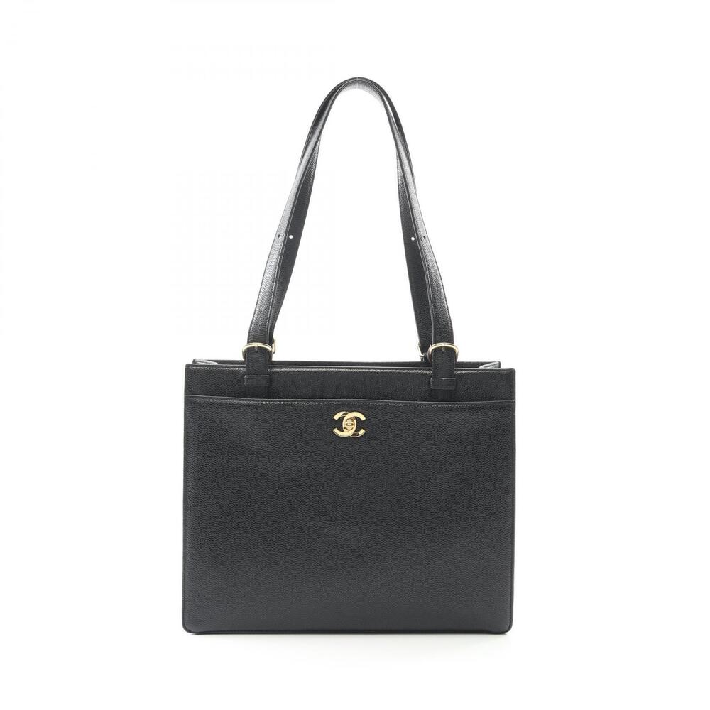 Chanel Coco Mark Tote Bag Caviar Leather Grained Calfskin Black